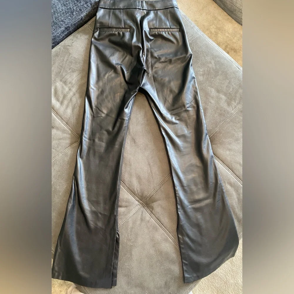 Bershka Black Flare Faux Leather Women's Pants High Rise Size XS